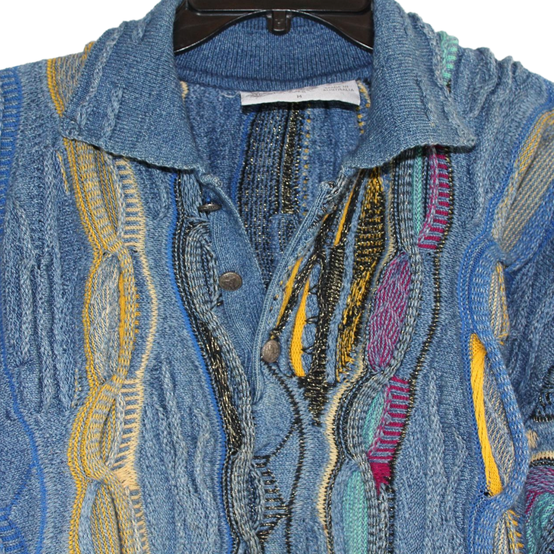 COOGI Blues 3D Knit Collared Sweater