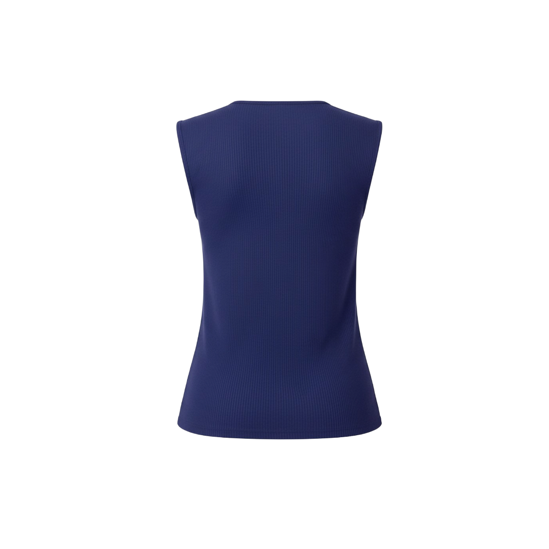 Expressions Navy Lace-Up Ribbed Tank Top