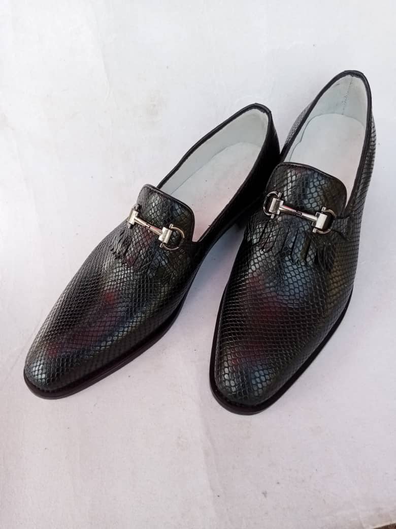 Mocassins en cuir imprimé serpent