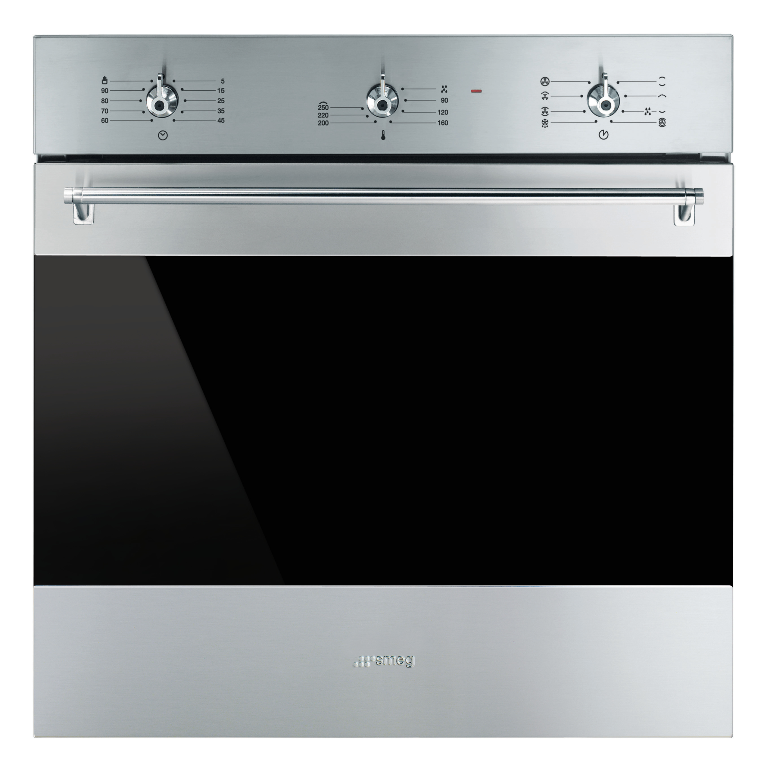 Smeg 60cm Classic Stainless Steel and Black Eclipse Glass Electric Oven