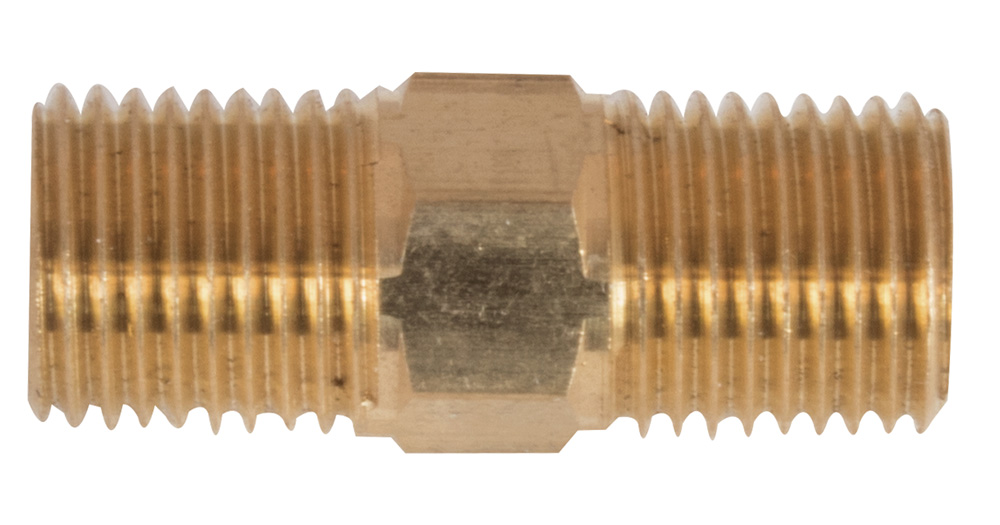 Hex Nipple Brass 1/4"