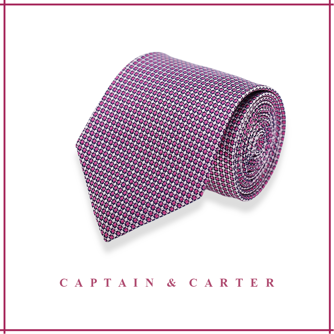 The Fuchsia Houndstooth Jacquard Silk Tie