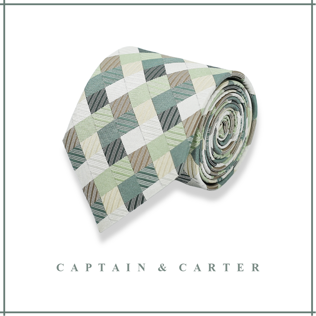 Olive Patchwork Jacquard Silk Necktie