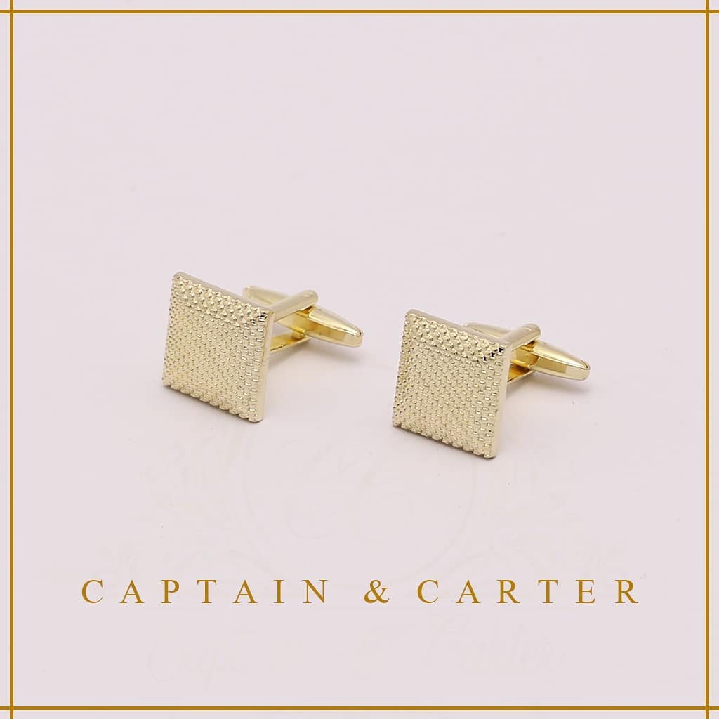 Gold Square Textured Cufflinks