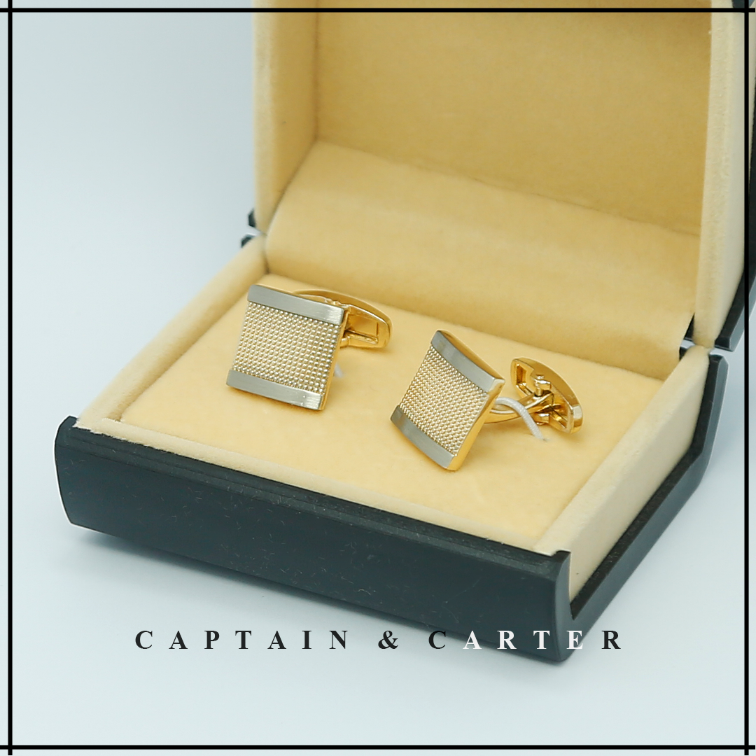 Dull Gold Textured Square Cufflinks