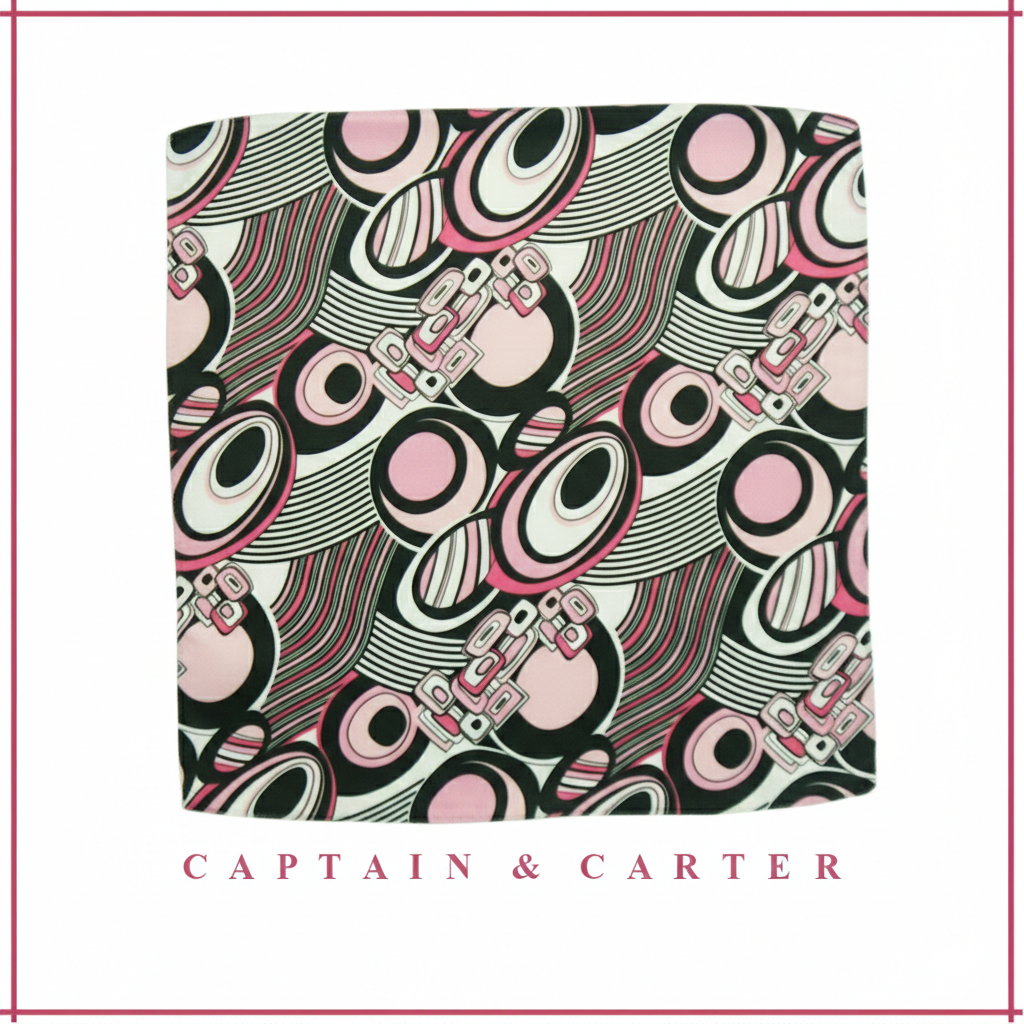 The Retro Prism: Pink & Onyx Abstract Pocket Square