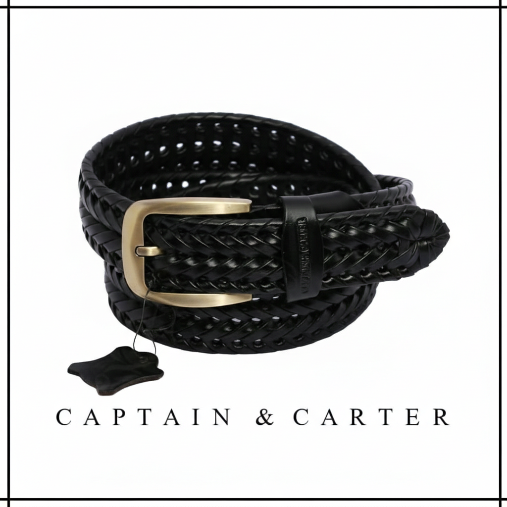 Black Braided Leather Belt