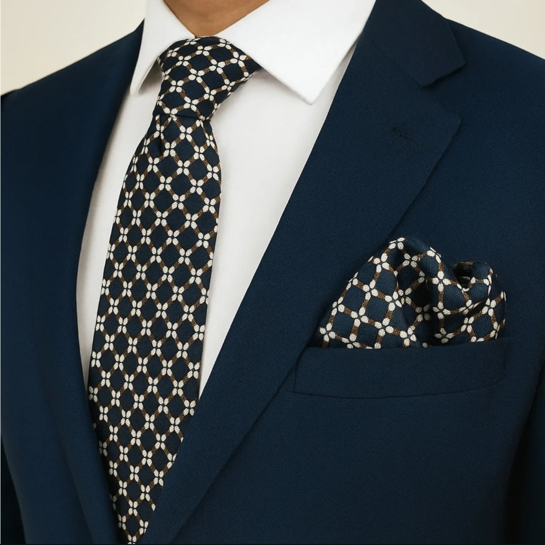 Royal Grid Necktie Set