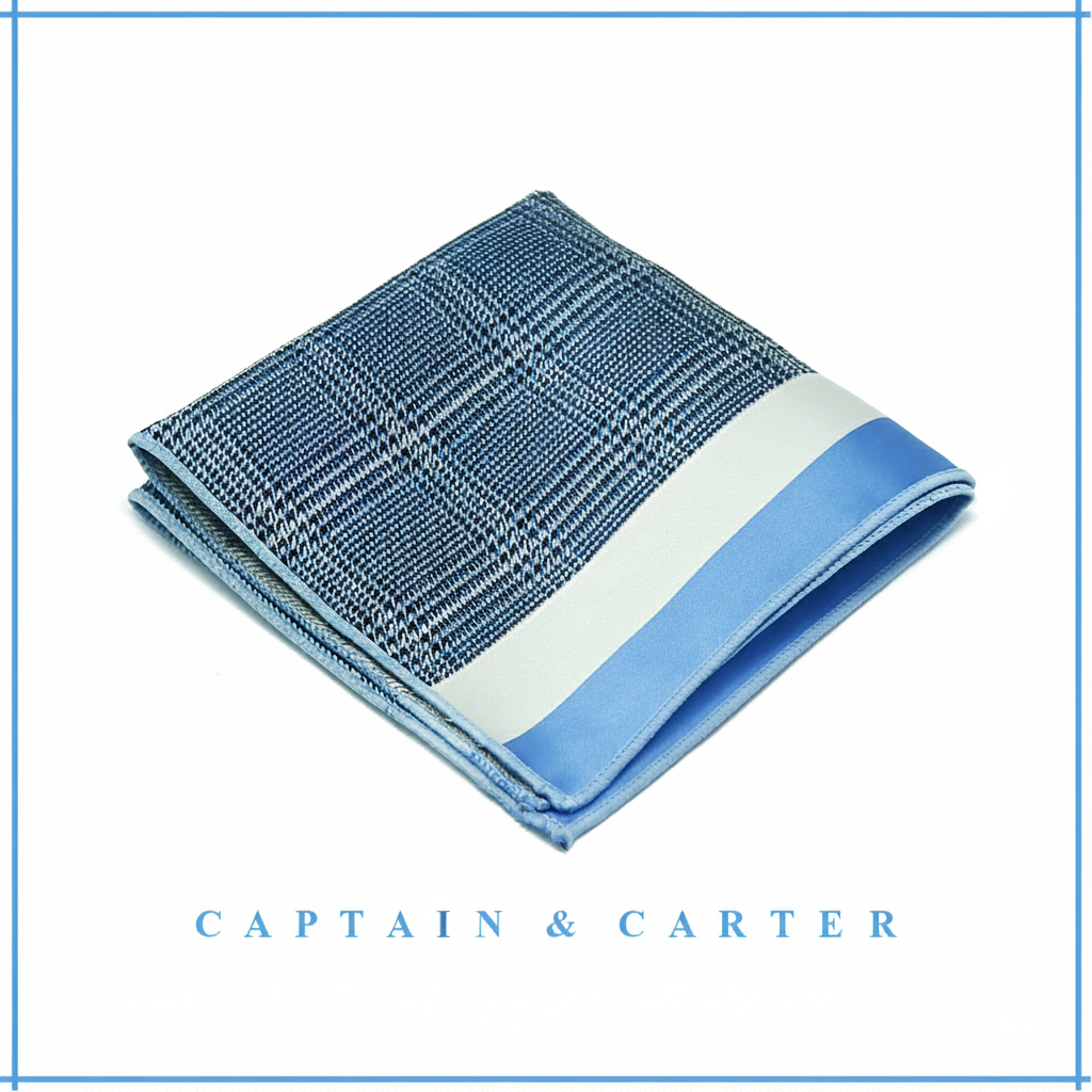 The Sky Azure Prince of Wales  Pocket Square