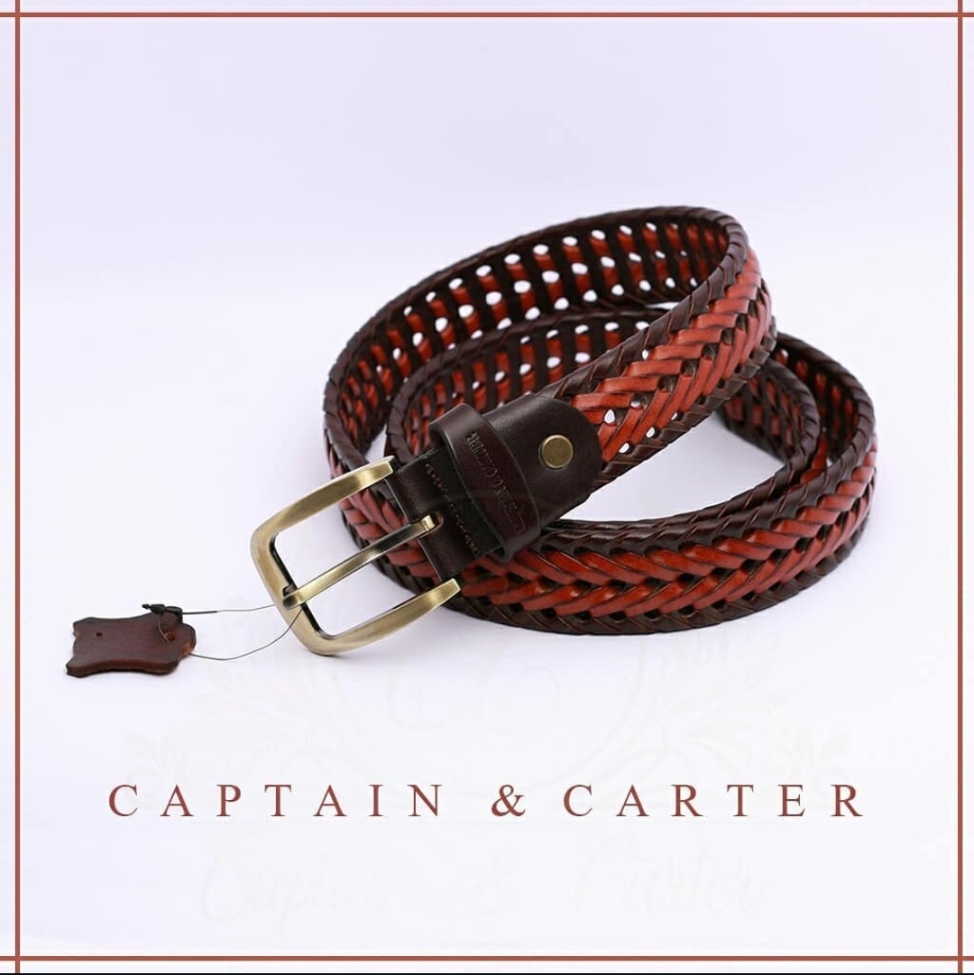 Two-Tone Leather Braided Belt