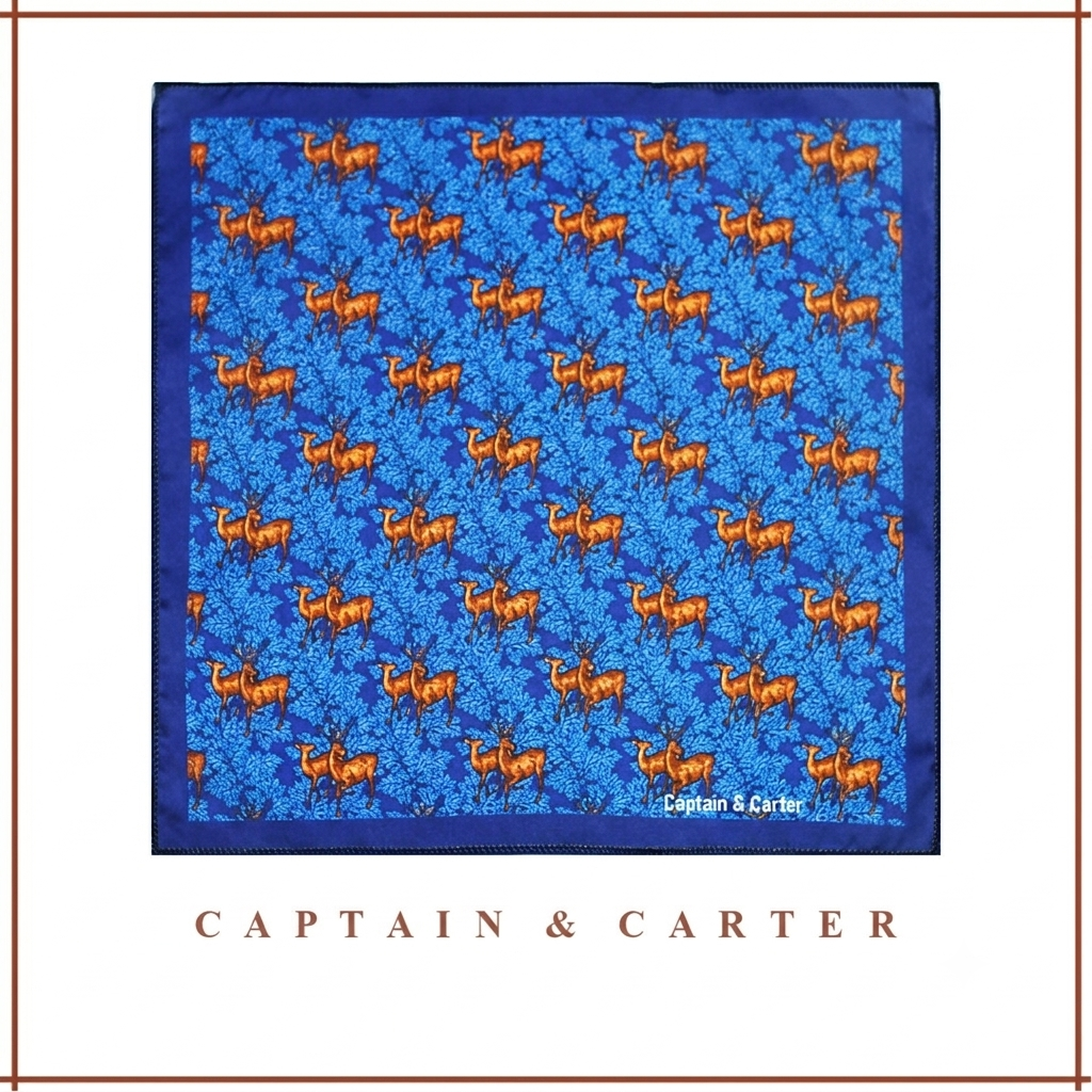 The Highland Stag Silk Pocket Square