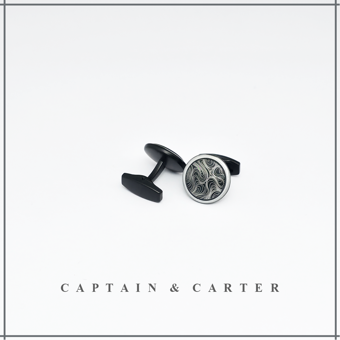 Elegant Black Swirl Cufflinks