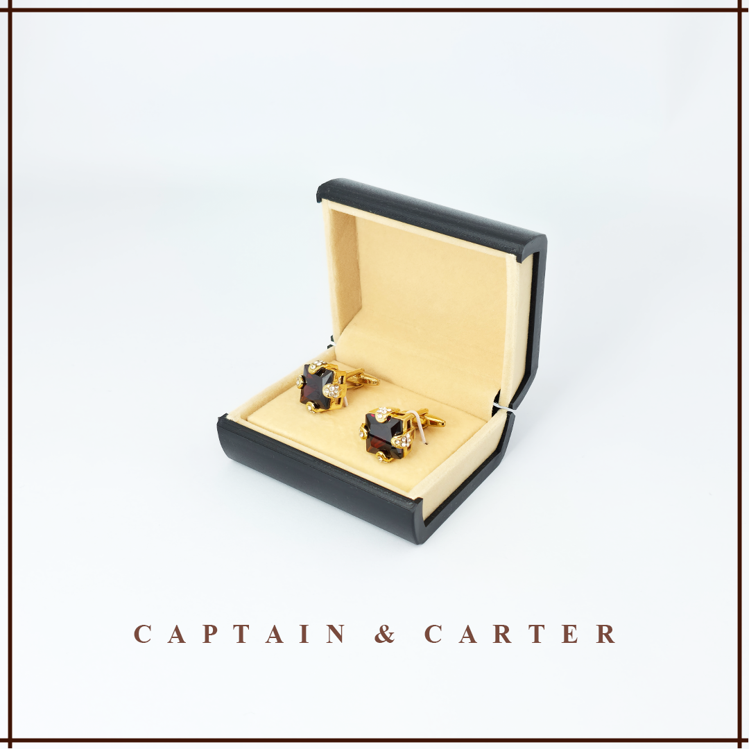 Gold and Maroon Cufflinks