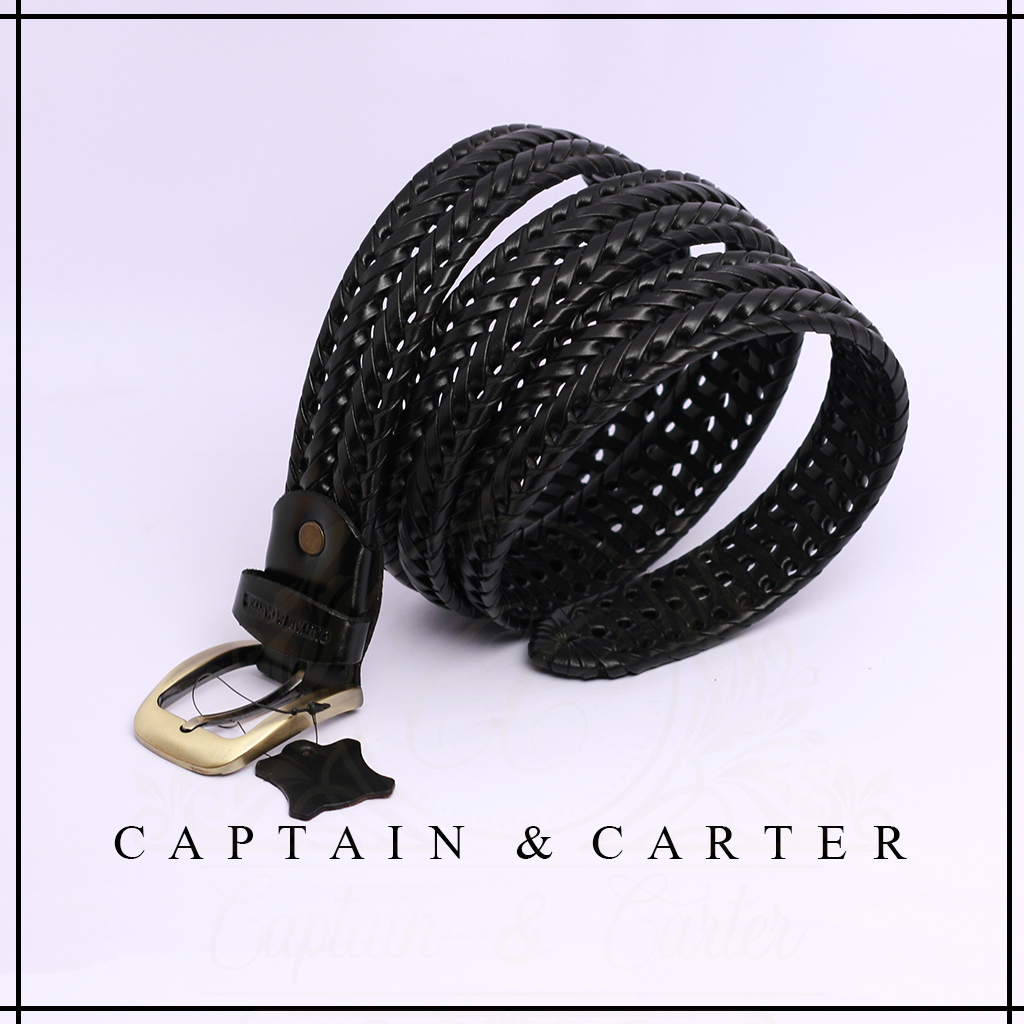 Black Braided Leather Belt