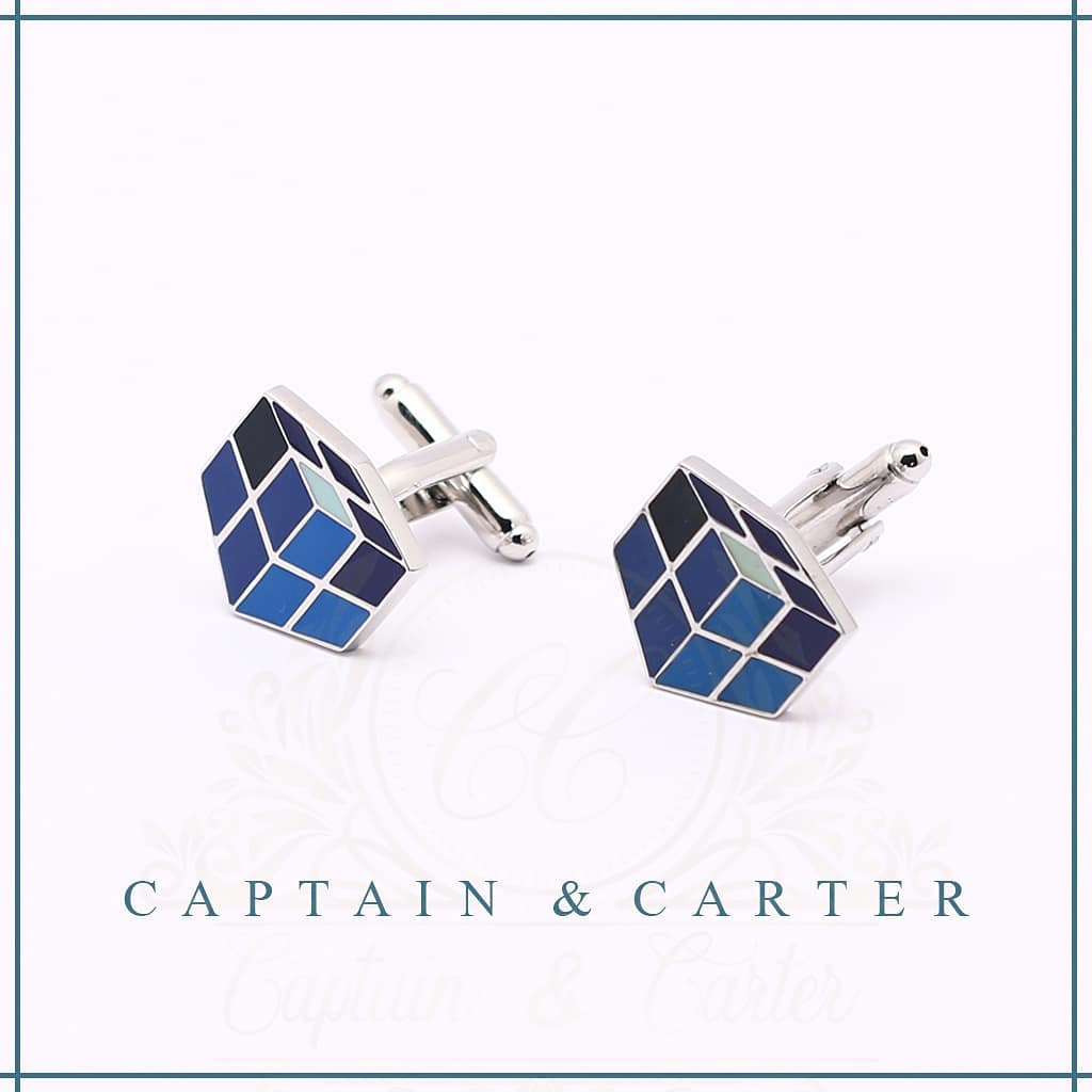 The Cubist Blue Enamel Cufflinks