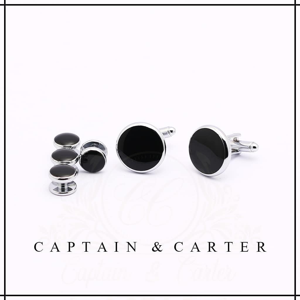 Black Cufflinks and Studs Set