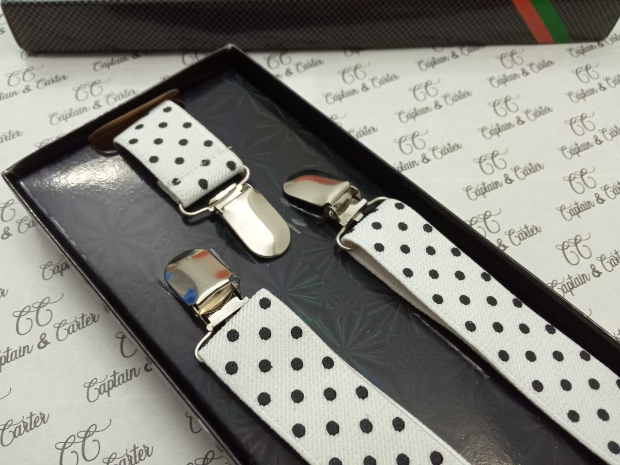 White Polka Dot Suspenders