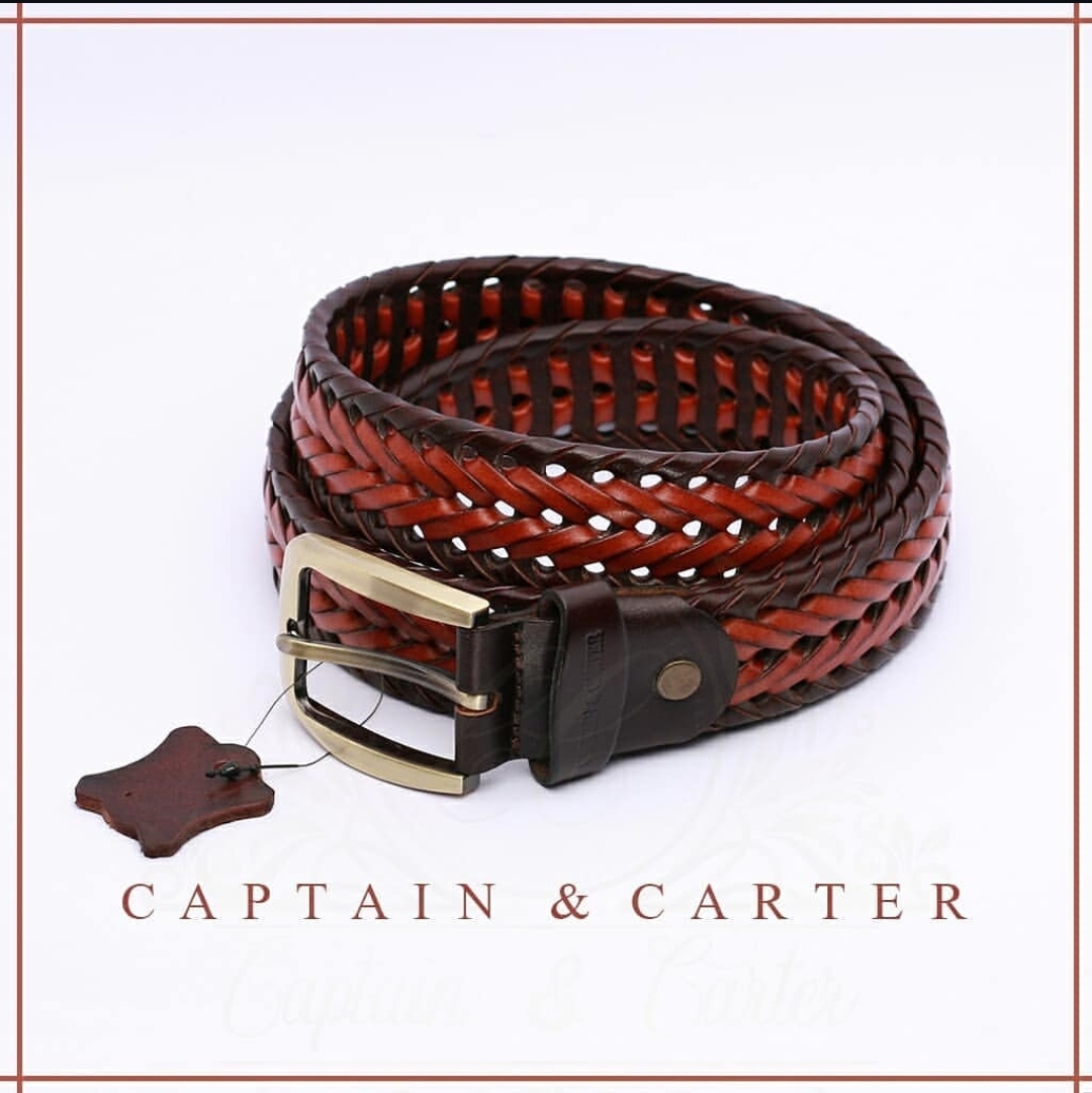 Two-Tone Leather Braided Belt