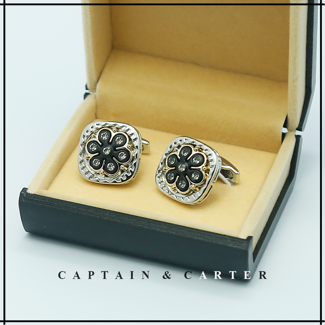 Royal Floral Silver & Gold Cufflinks