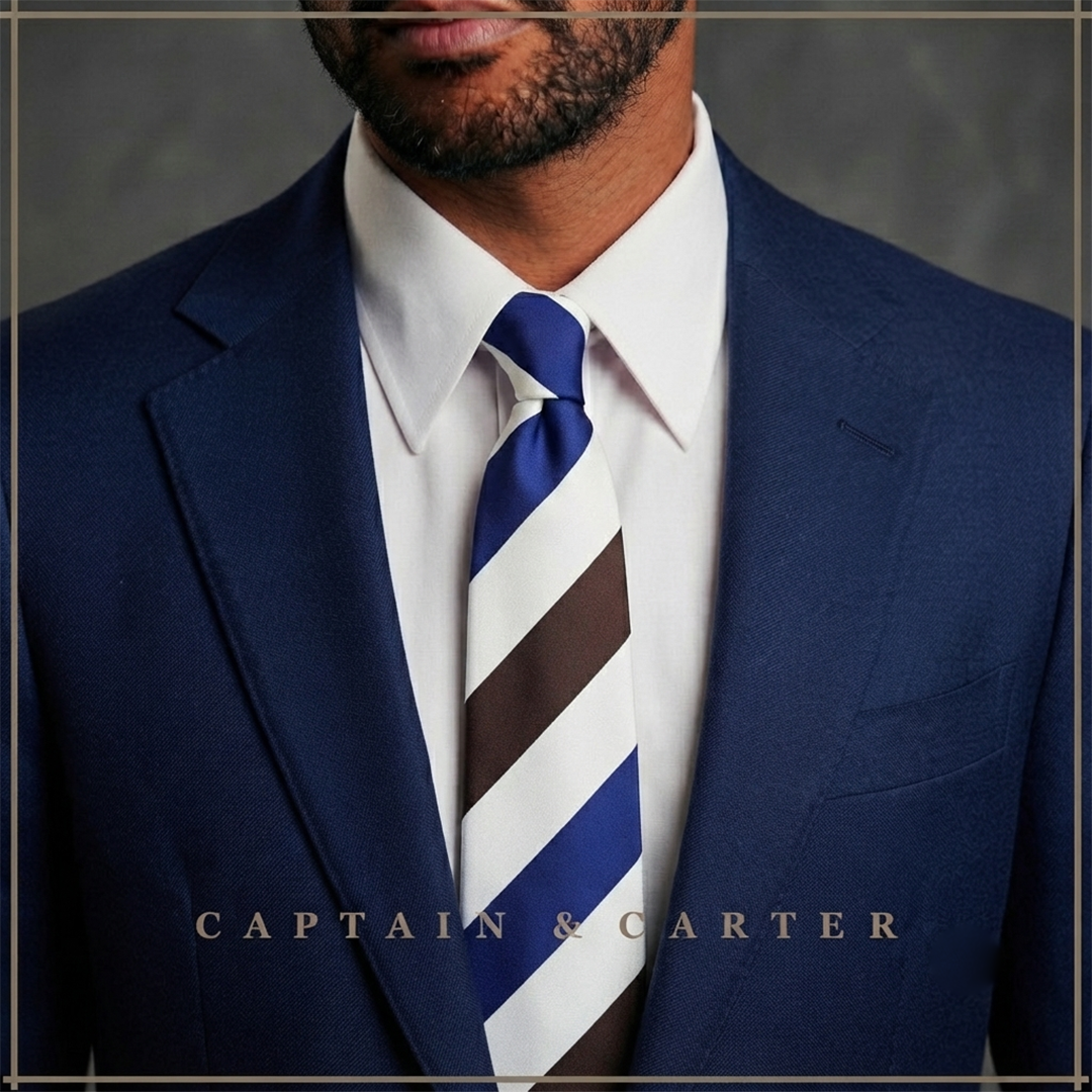 The Admiral’s Cocoa Stripe Silk Tie