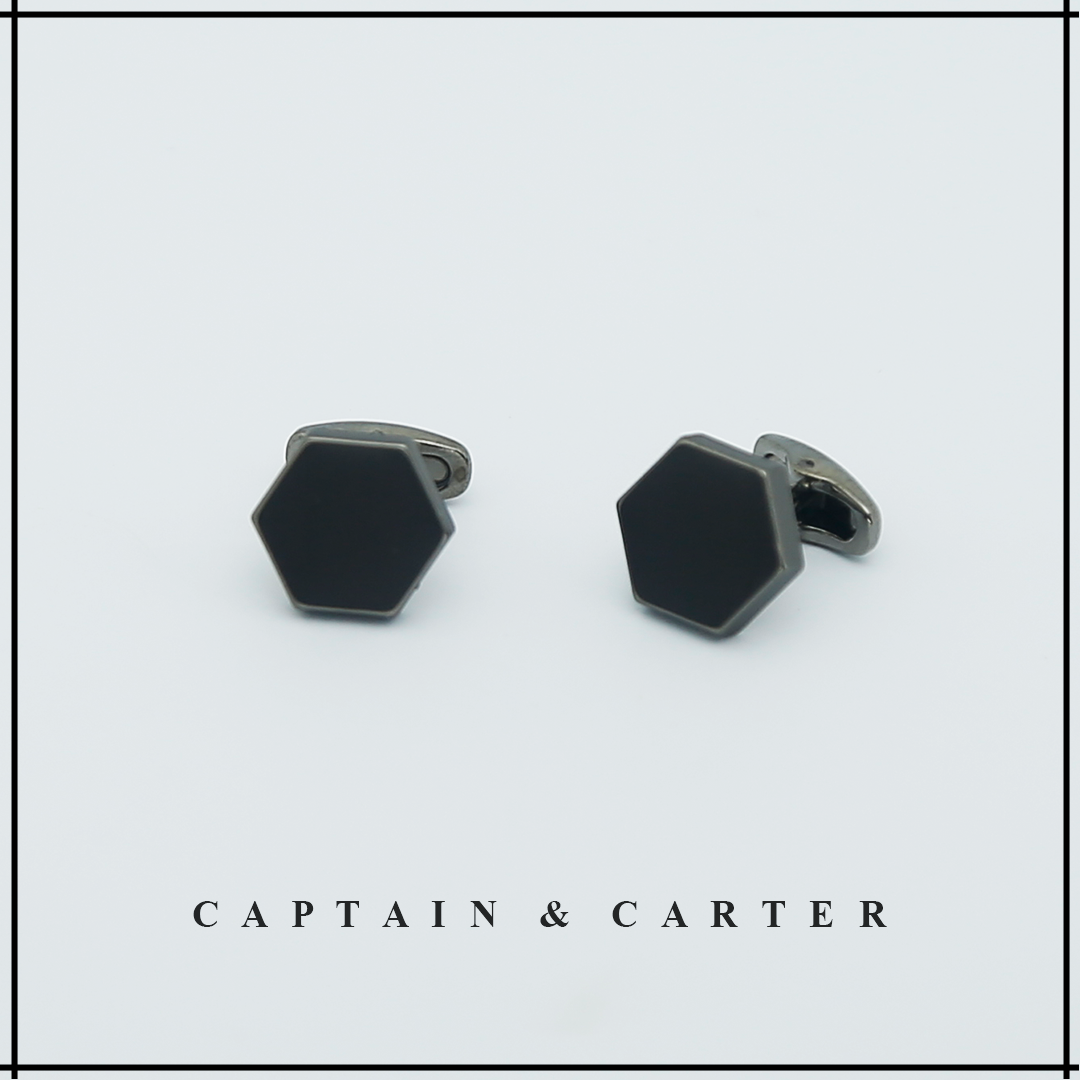 Black Hexagon Enamel Cufflinks