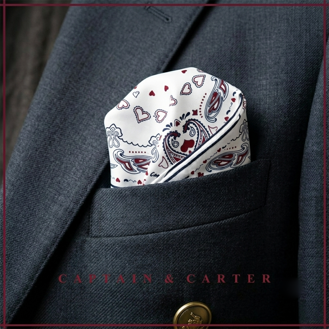 The Porcelain Paisley Silk Pocket Square