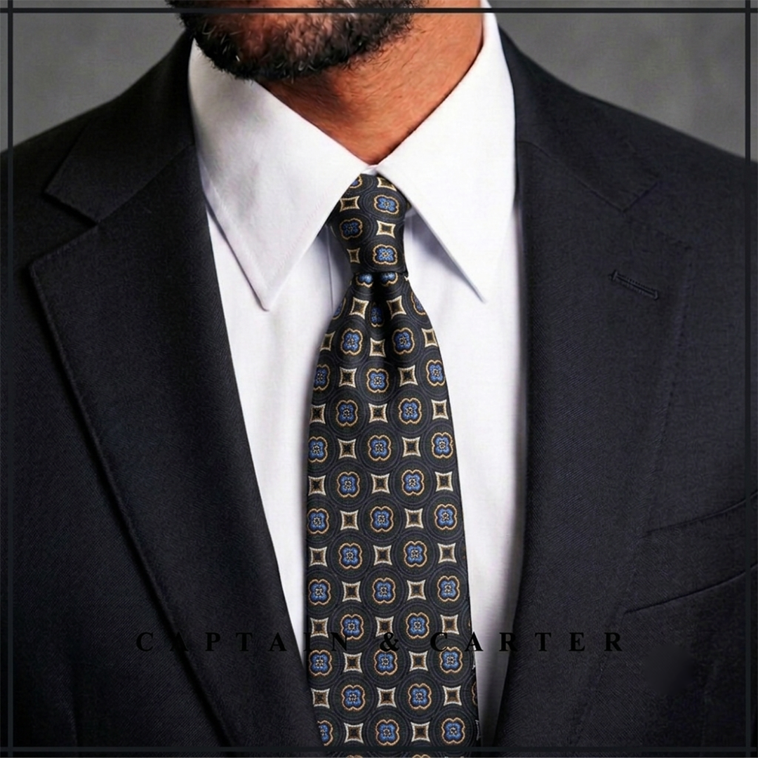 The Novus Medallion Jacquard Silk Tie Set