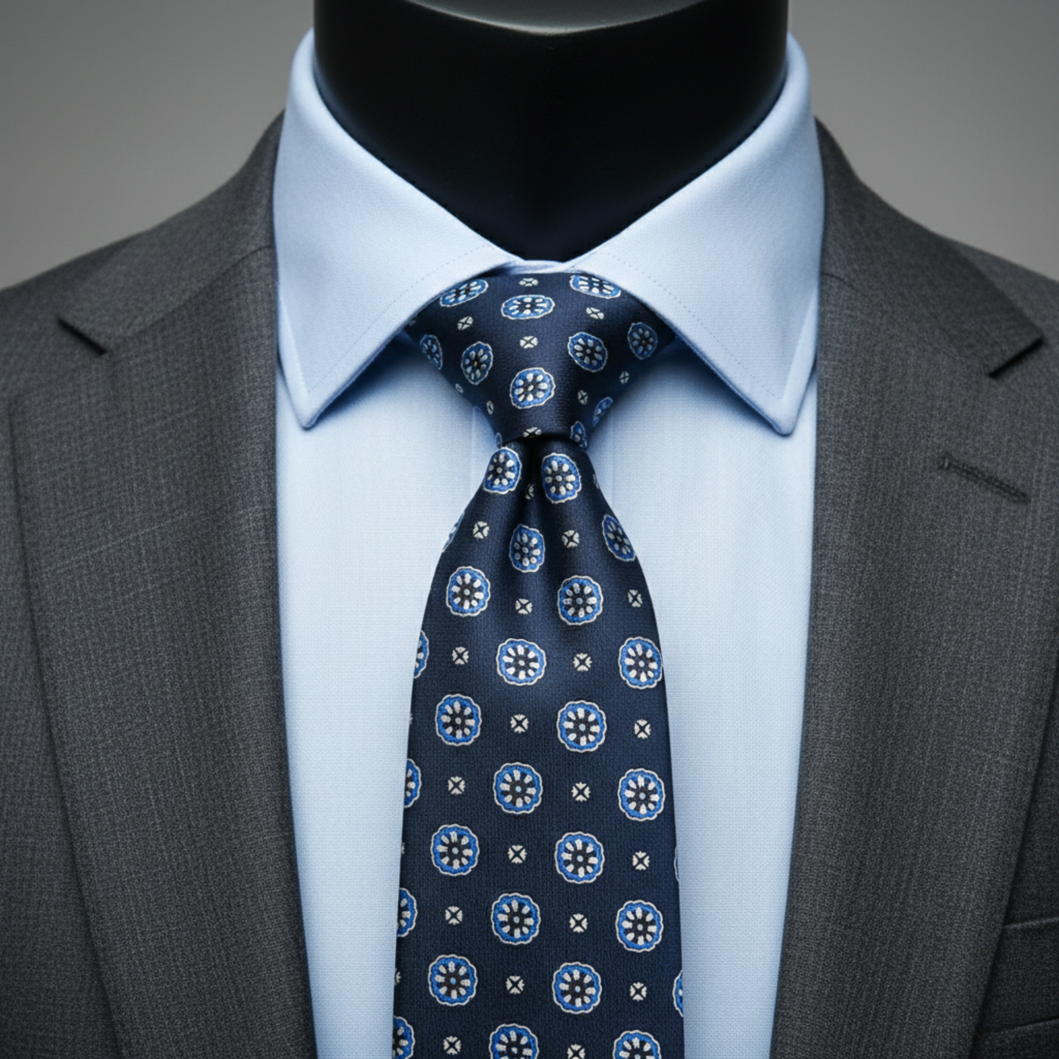 Navy Blue Floral Medallion 