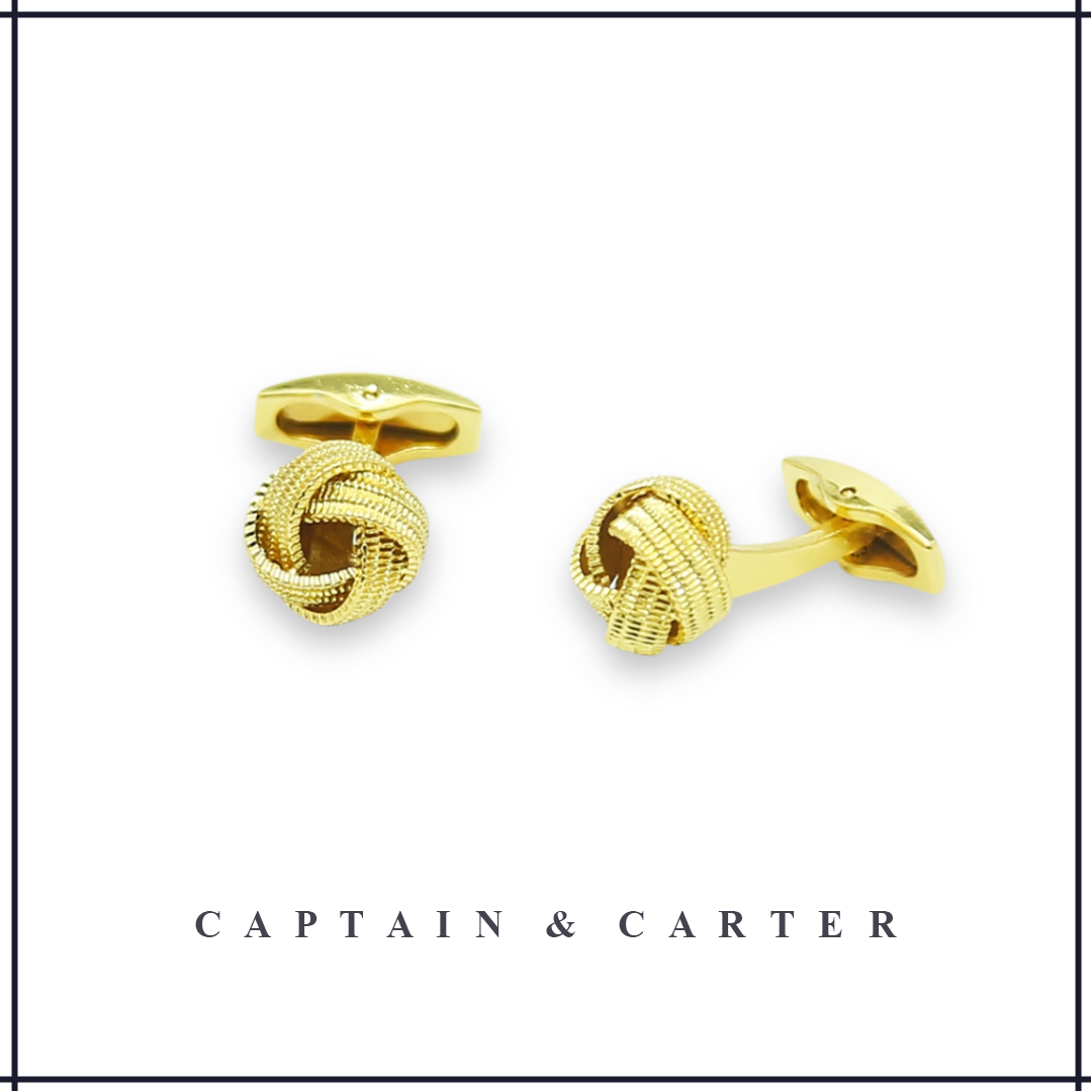French Knot Golden Cufflinks
