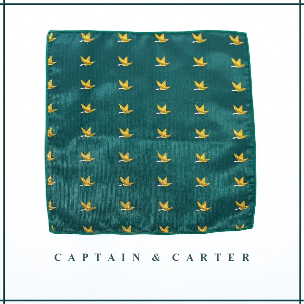 The Emerald Avian Silk Pocket Square