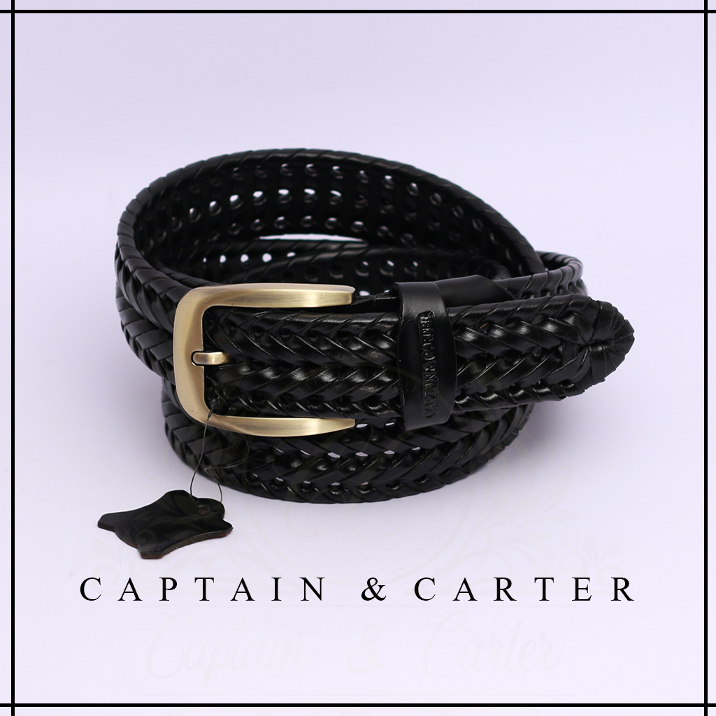 Black Braided Leather Belt