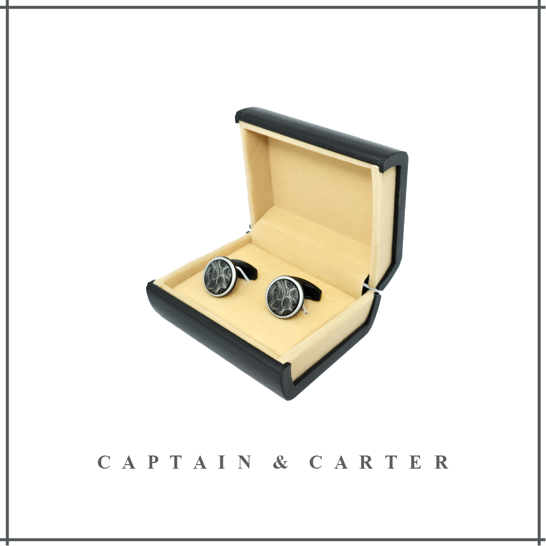Elegant Black Swirl Cufflinks
