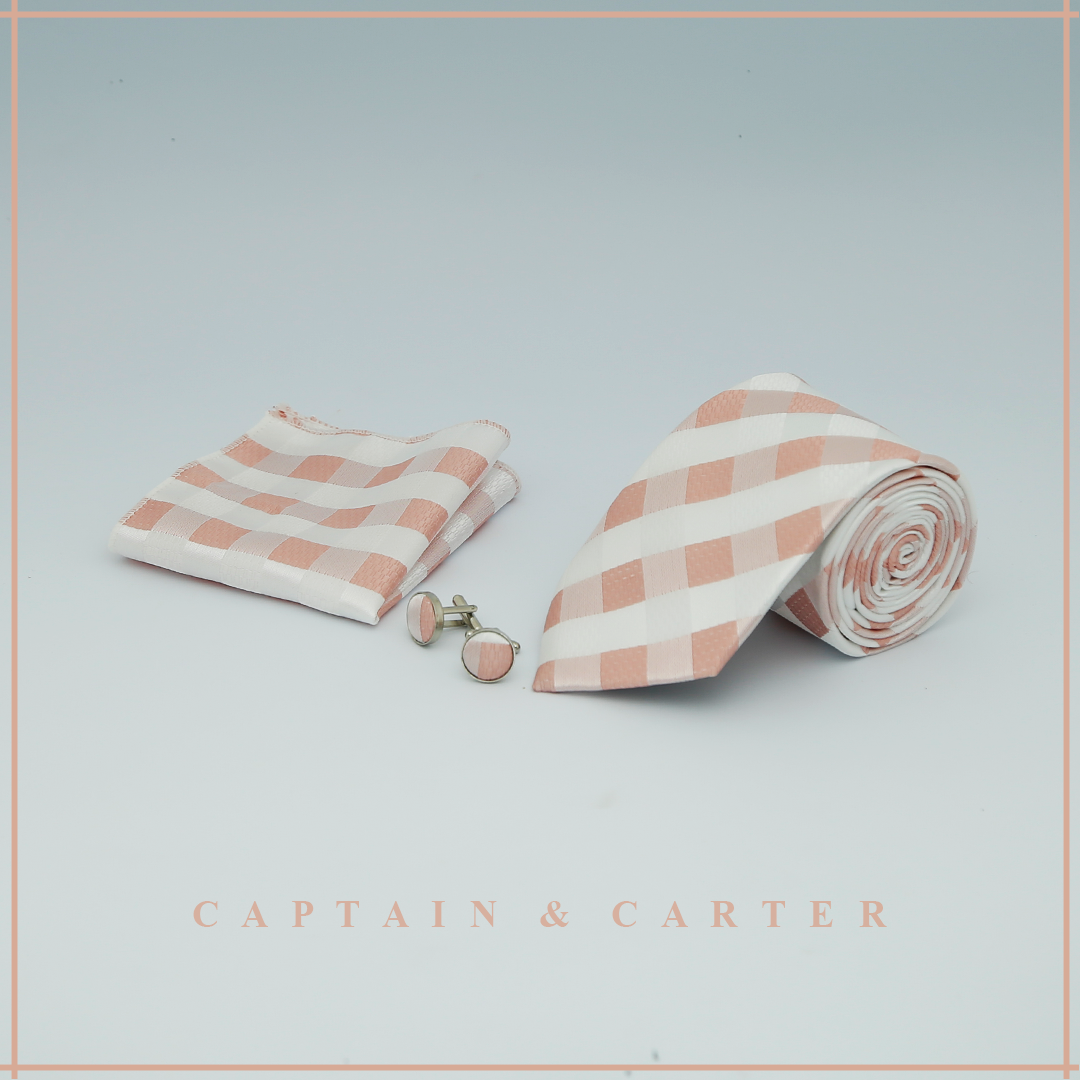 The Peach Plaid Necktie set