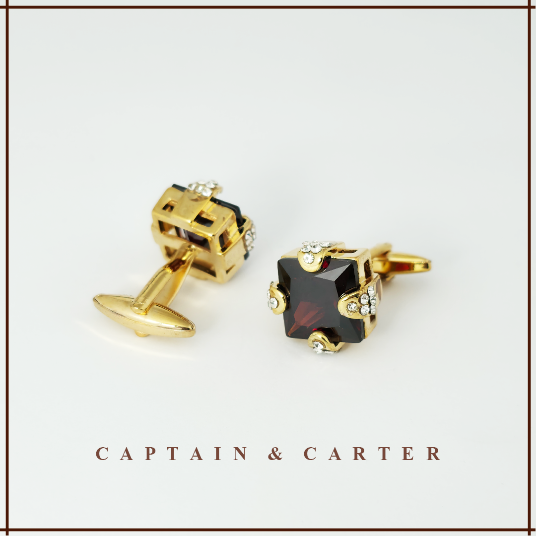 Gold and Maroon Cufflinks