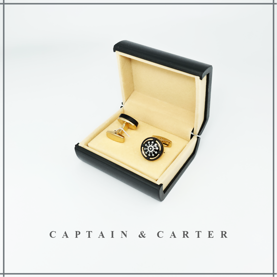 Gold and Black Patterned Cufflinks