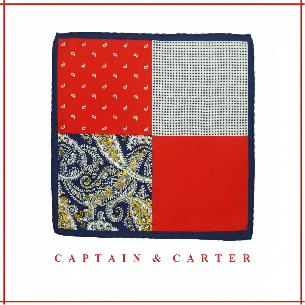 The Patriot Quadrant: Red & Navy 4-in-1 Pocket Square