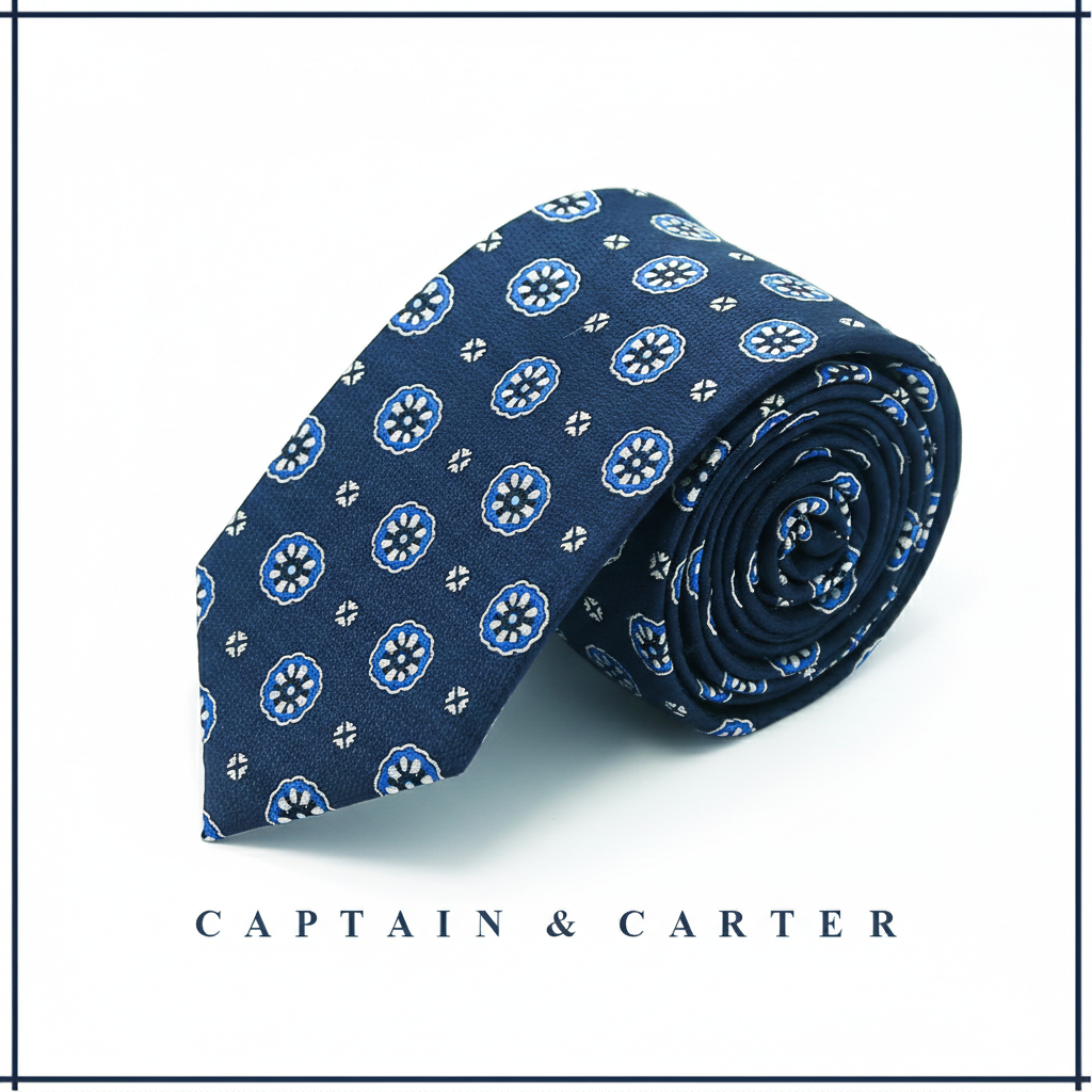 Navy Blue Floral Medallion 