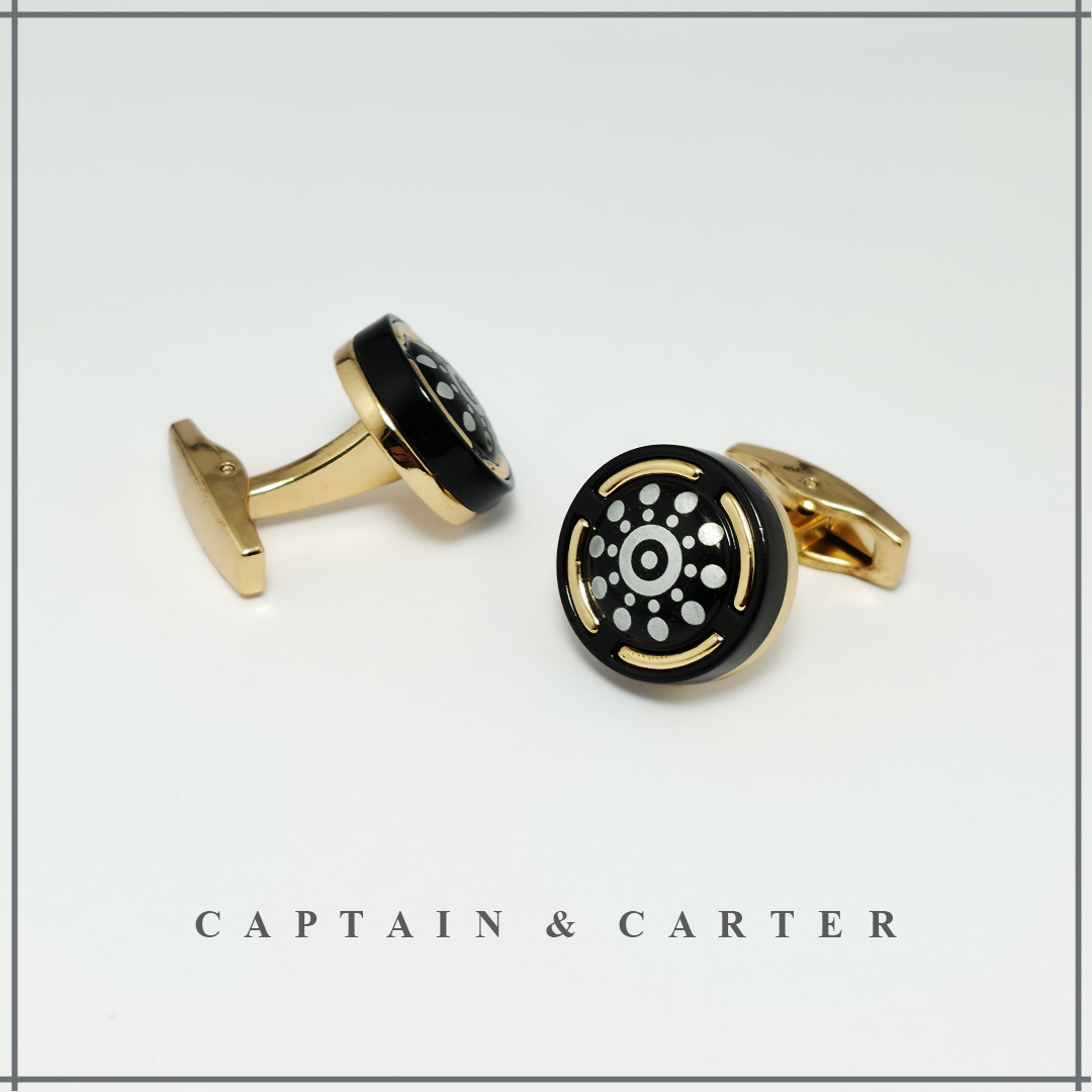 Gold and Black Patterned Cufflinks