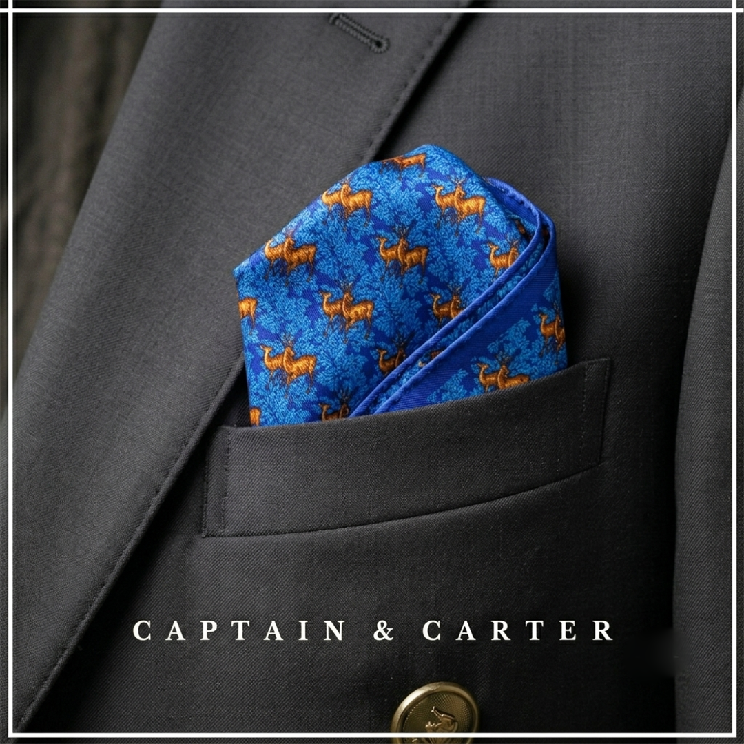 The Highland Stag Silk Pocket Square