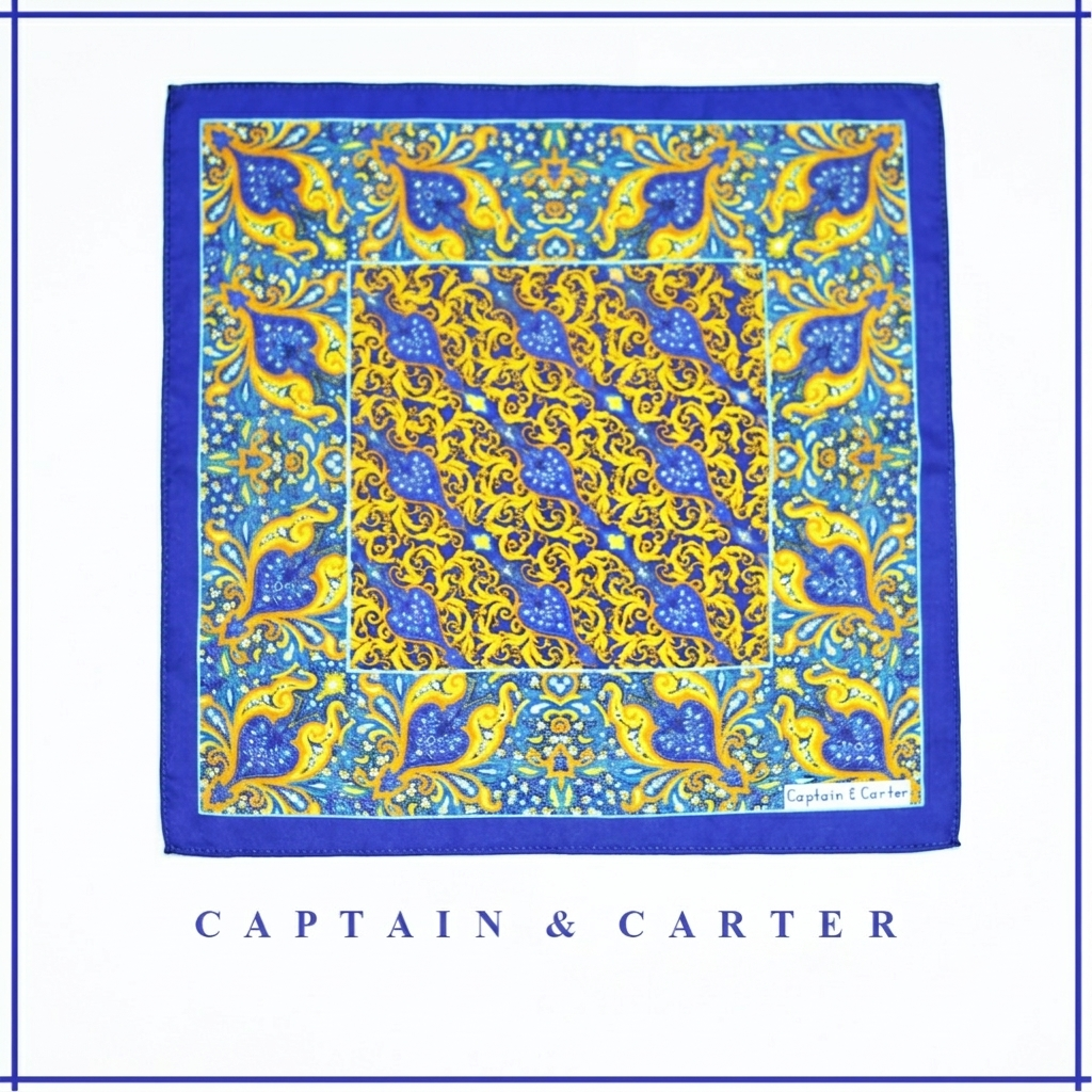 The Baroque Sapphire Silk Pocket Square