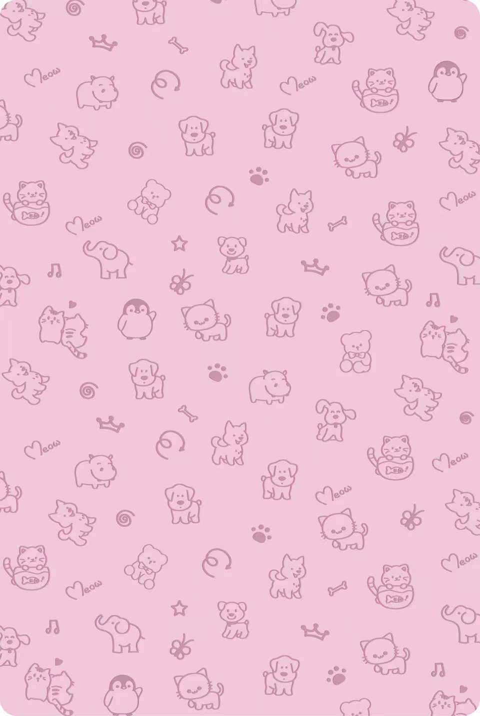 Cute Animal Pattern Pink Mat