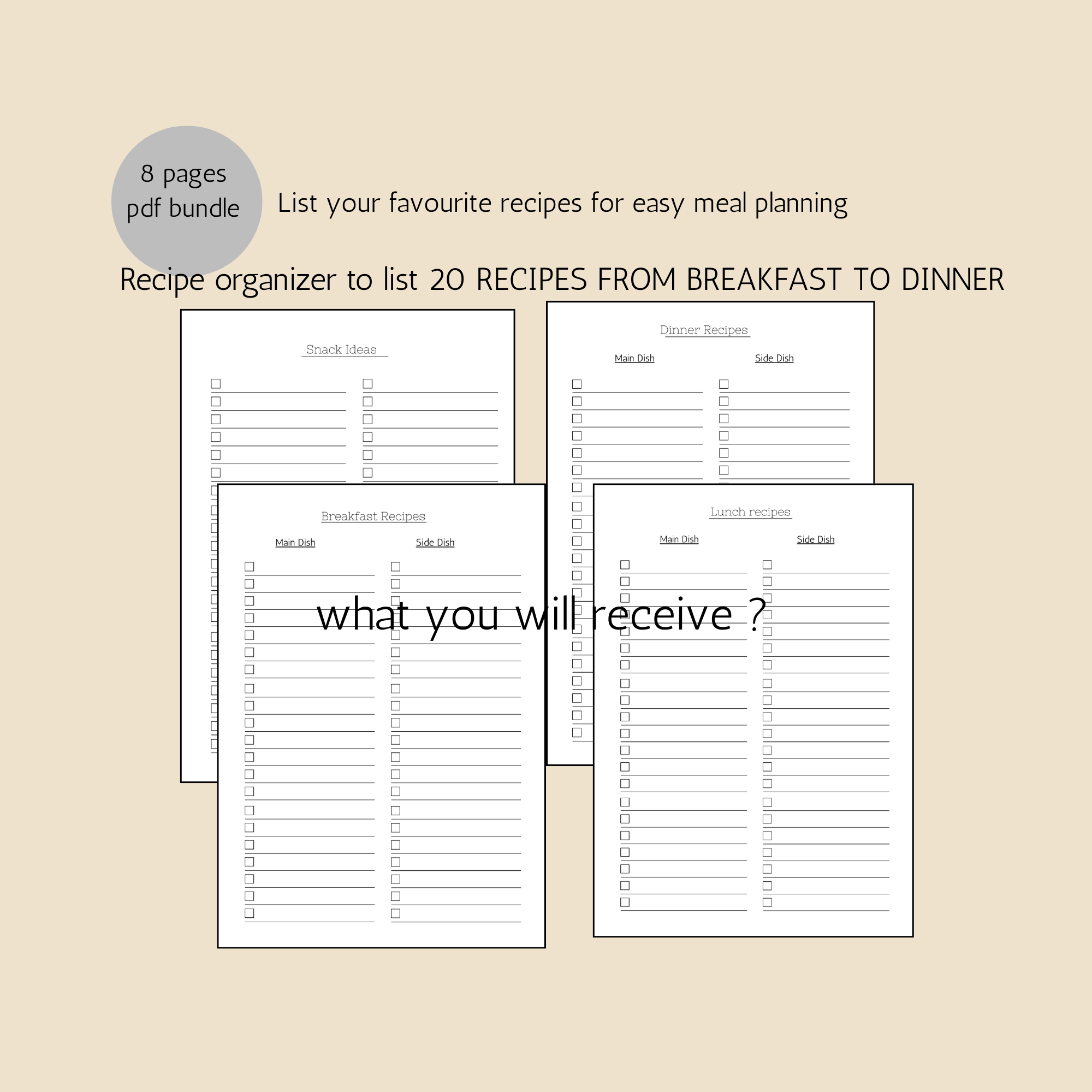 Daily meal planner pdf download | for busy mom to plan meal |Recipe organizer |proudlymom