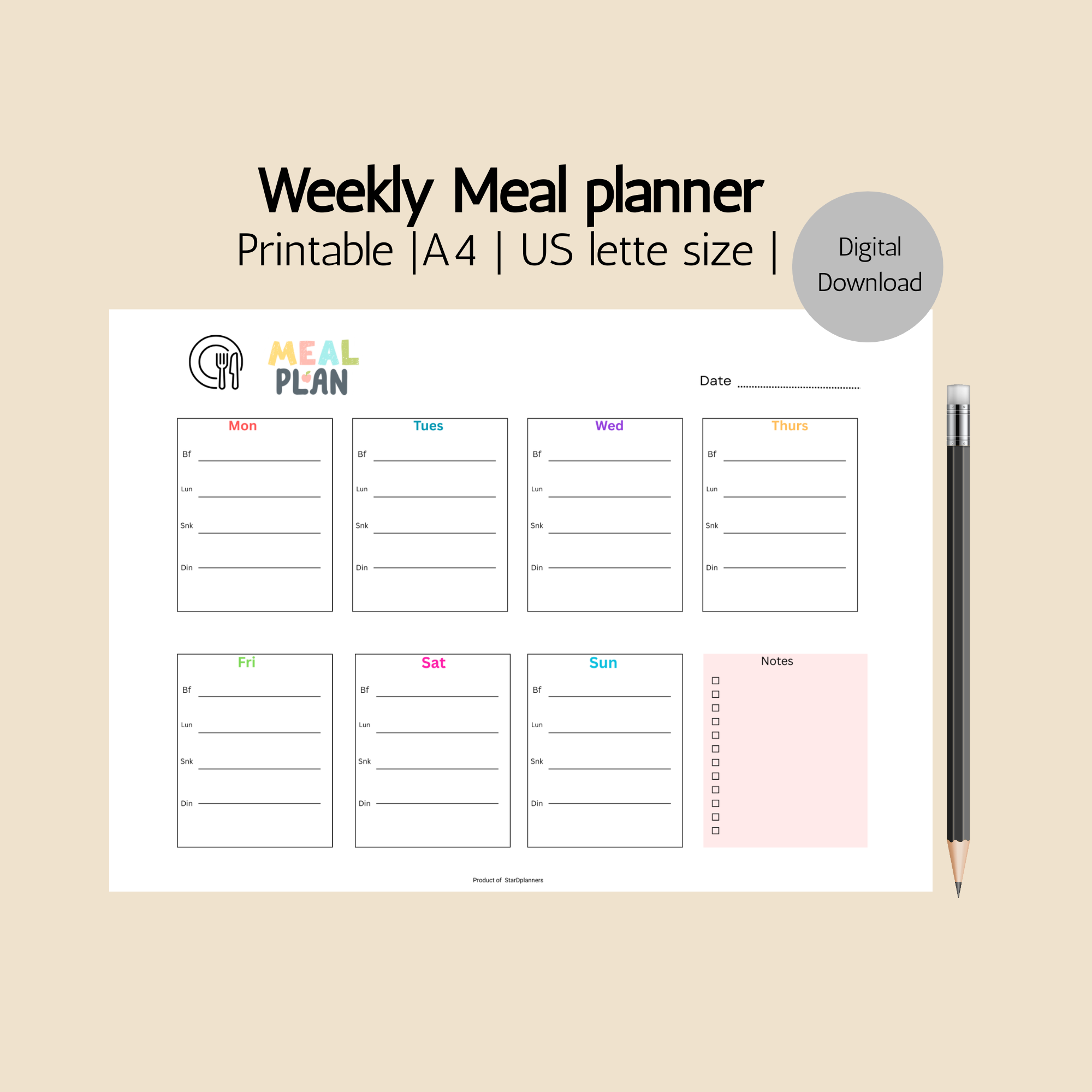 weekly meal planner printable pdf free download | for busy mom, working mom, 