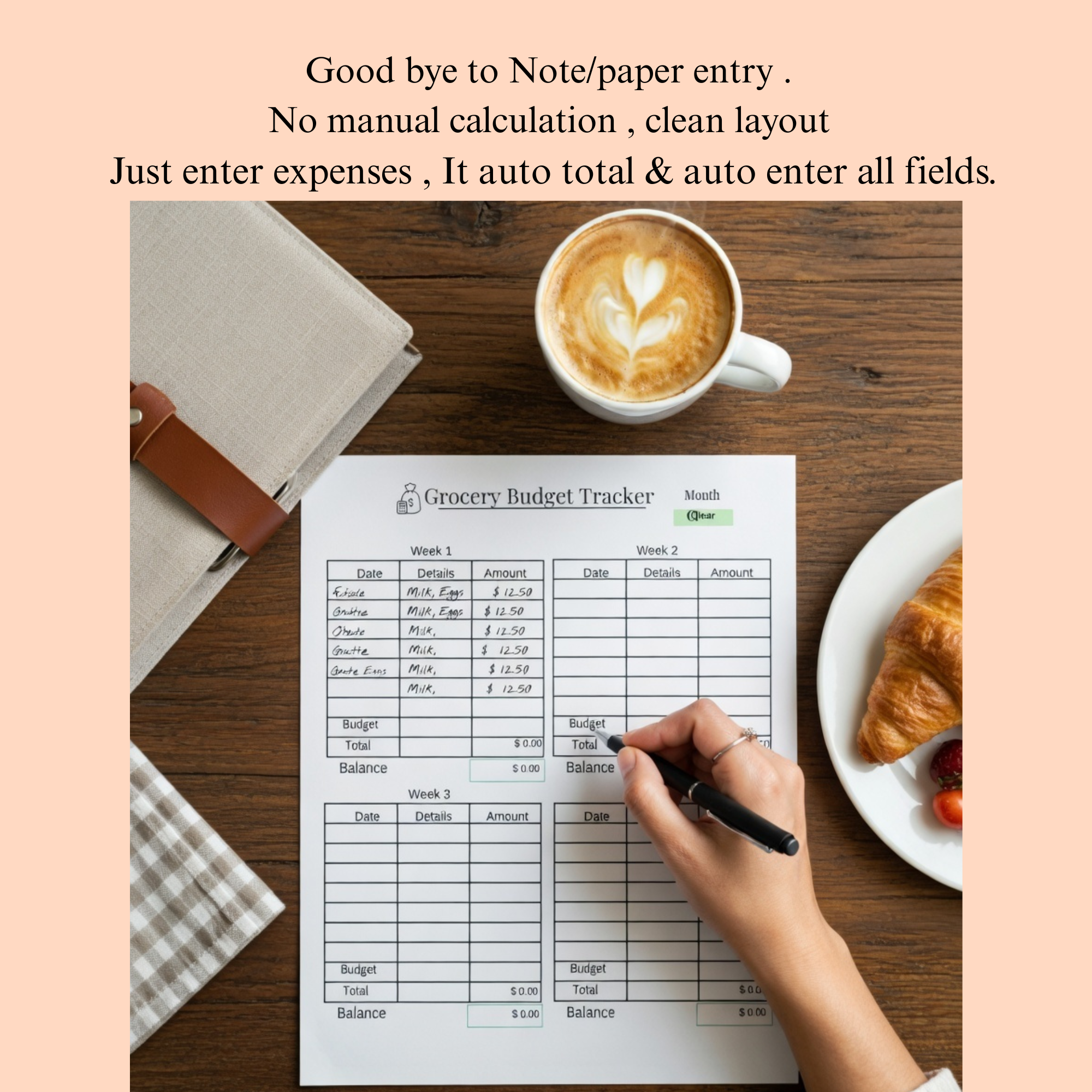 Grocery Budget Tracker pdf for budget busy moms ,Homemakers , 