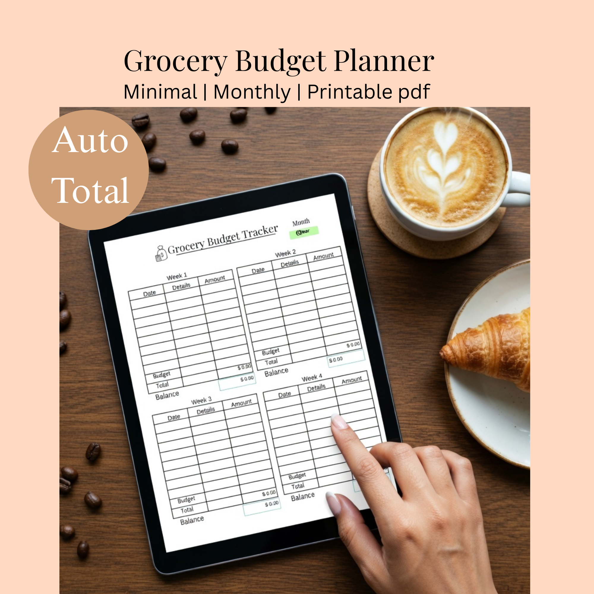 Grocery Budget Tracker pdf for budget busy moms ,Homemakers , 