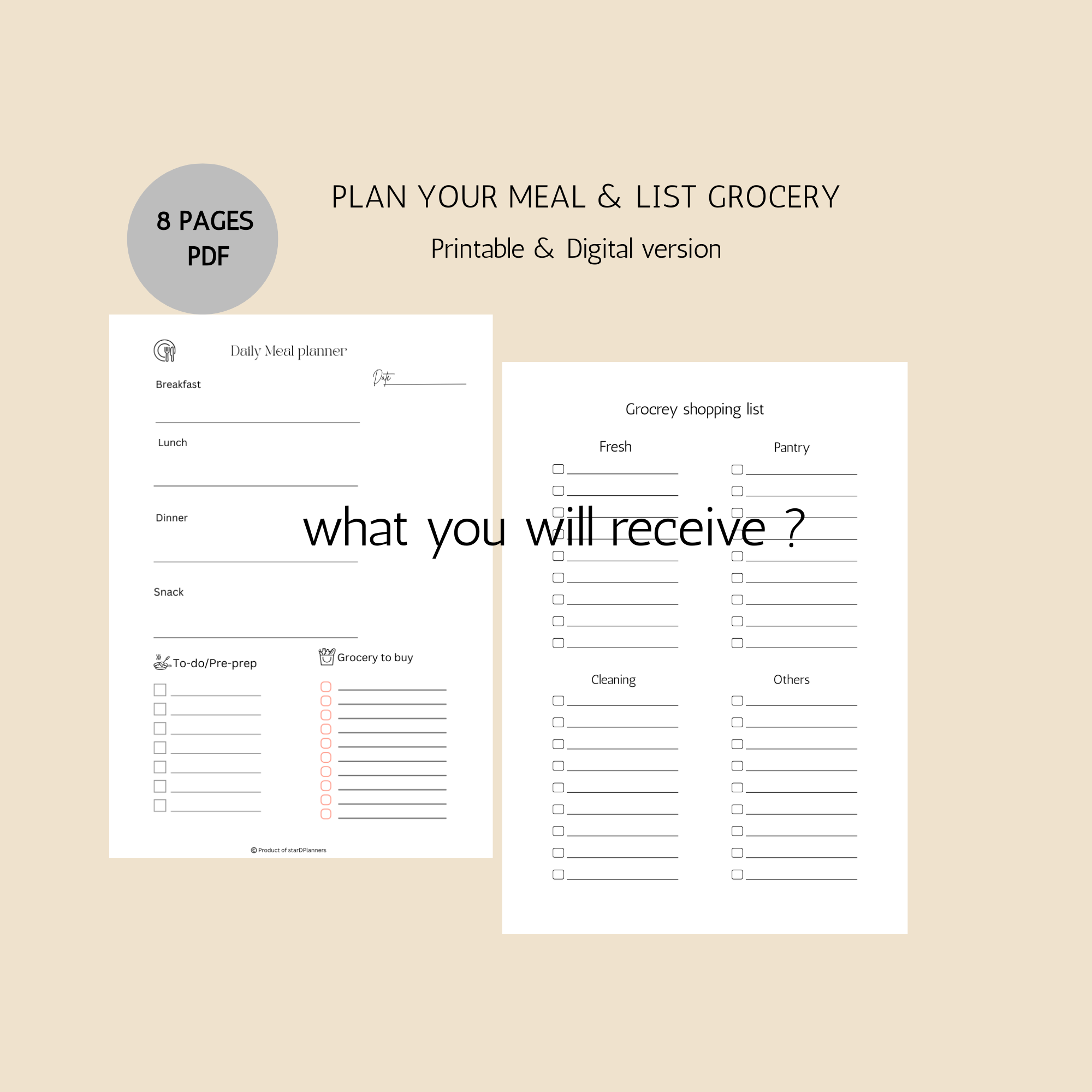 Daily meal planner pdf download | for busy mom to plan meal |Recipe organizer |proudlymom