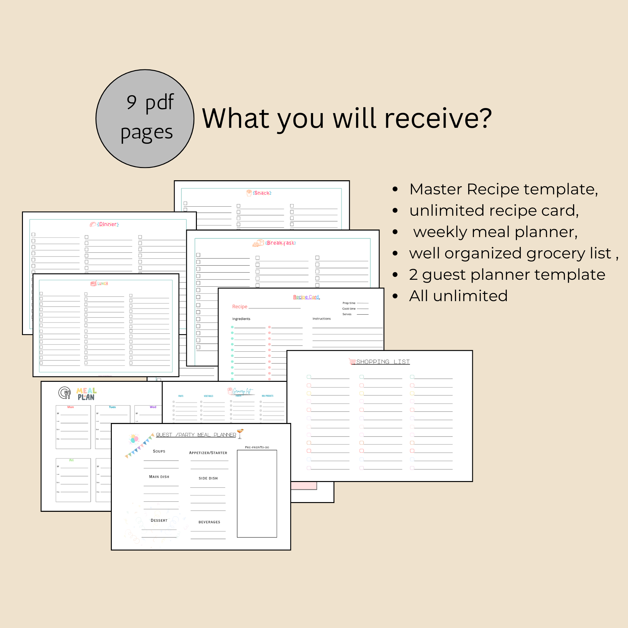 weekly meal planner ,grocery list printable pdf free download | for busy mom, working mom, 