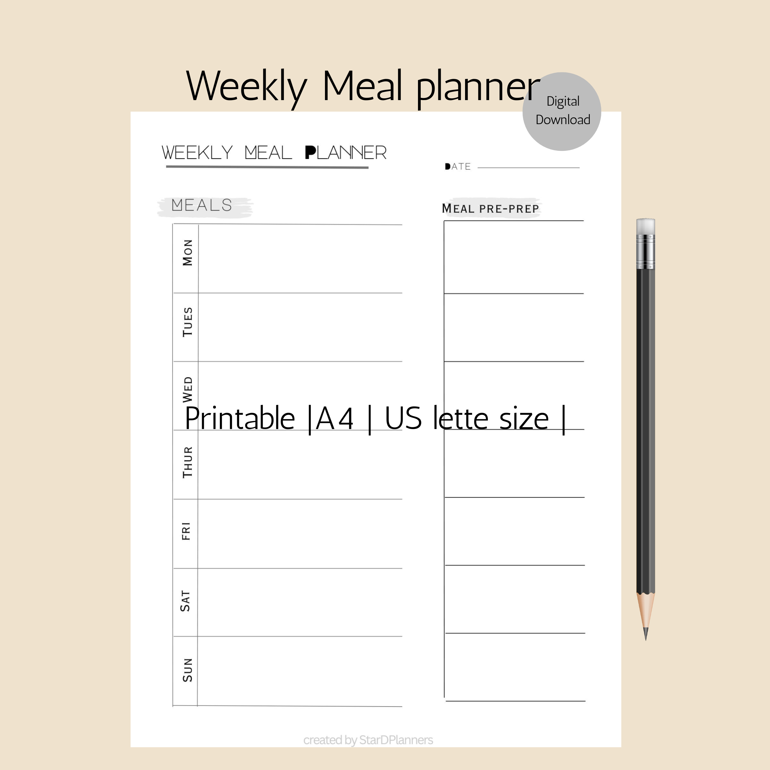 Indian meal planner pdf free download | printable pdf template| instant download 