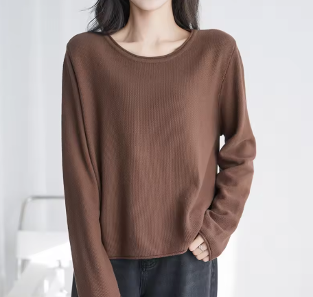 Women's Brown Long Sleeve Top