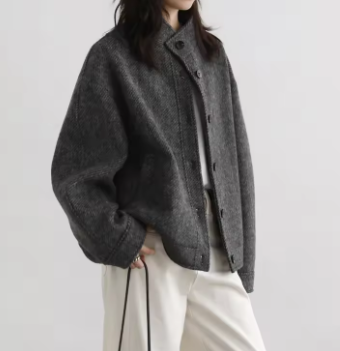 Wool Blend Button-Up Jacket